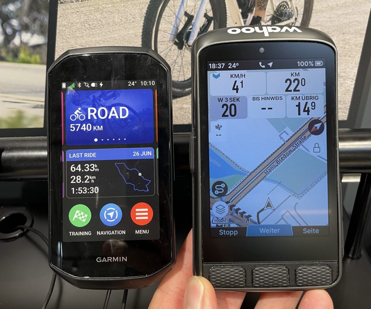 Wahoo ace und Garmin 1050