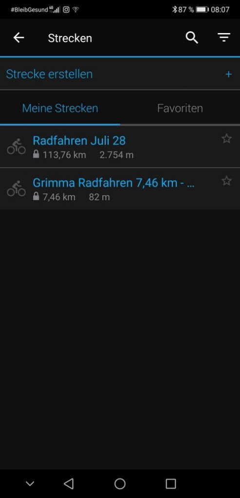 Garmin Strecke