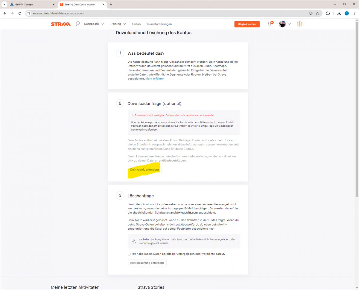 Strava in Garmin Connect importieren