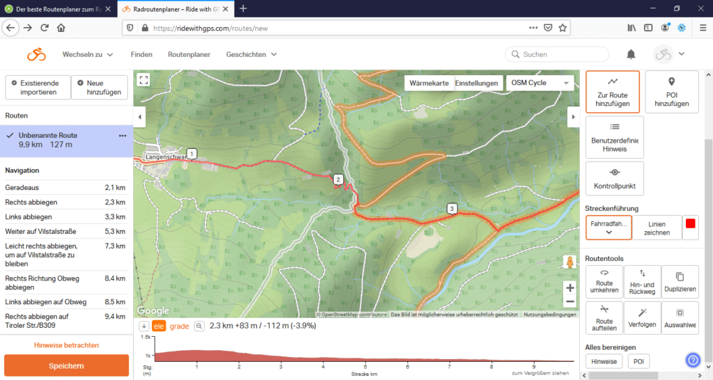 Rennrad Routenplaner Ride with GPS