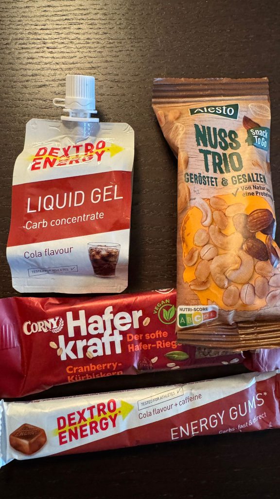 Ultracycling Bremen Mannheim Rennrad Verpflegung Gel Riegel Nüsse Energy